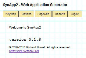 SynApp2 Welcome Page